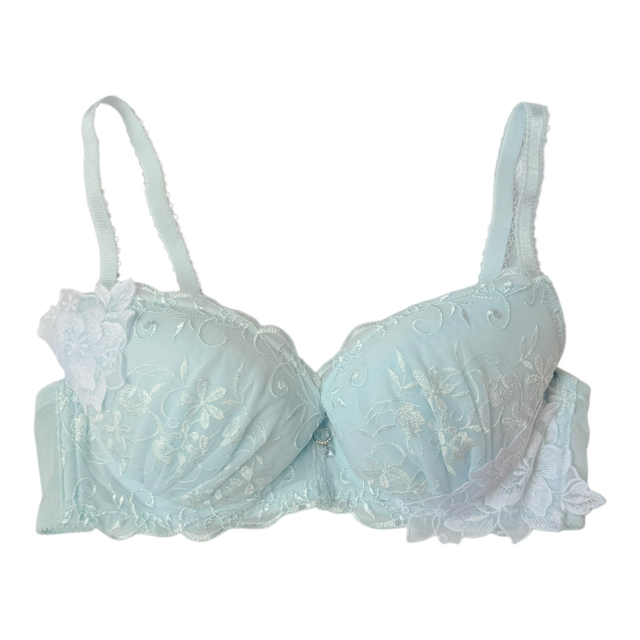 Blue floral appliqué Japanese Bra UK 32B  