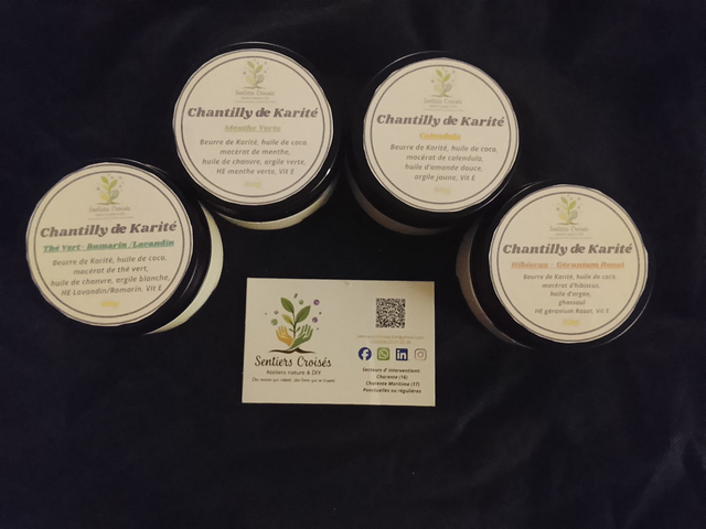 ✨ Chantilly de Karité – 4 Variantes  Soin hydratant fouetté – 80g Fabrication artisanale – Sentiers Croisés