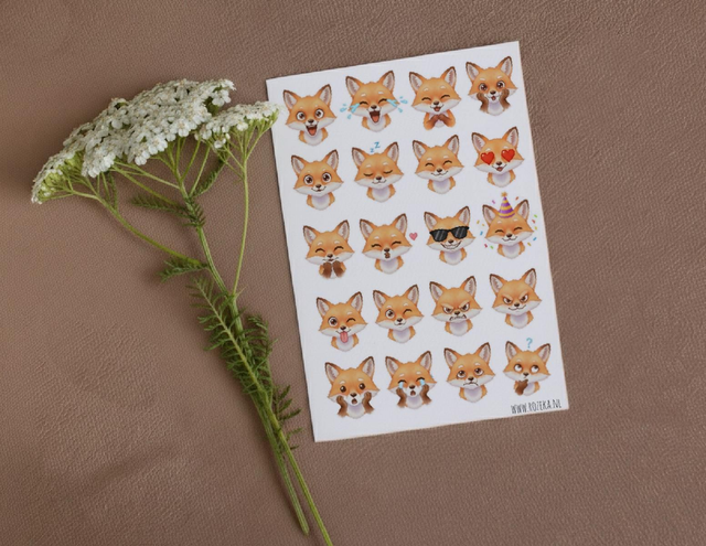 Stickervel Vosjes - "Vrolijke Snoetjes" - Rozeka