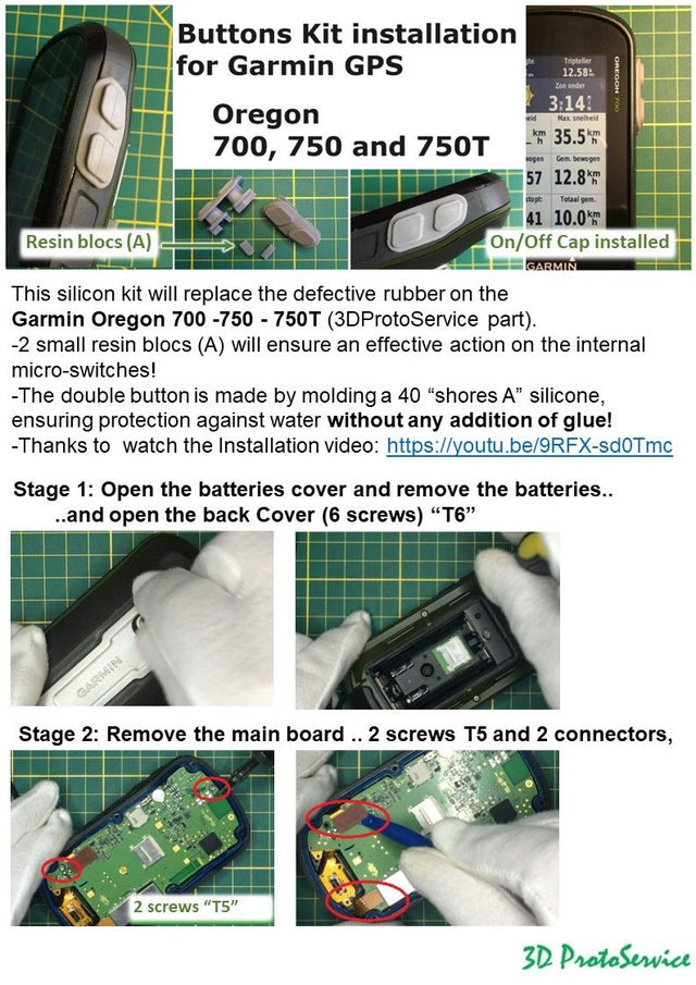 Garmin Oregon 700 / Oregon 750 (T) On/Off Buttons kit / Cover Case Bouton