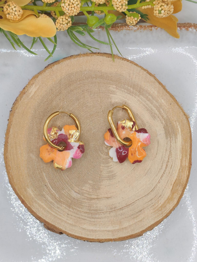 Fleur Mohana blanc Bordeaux orange rose réversible