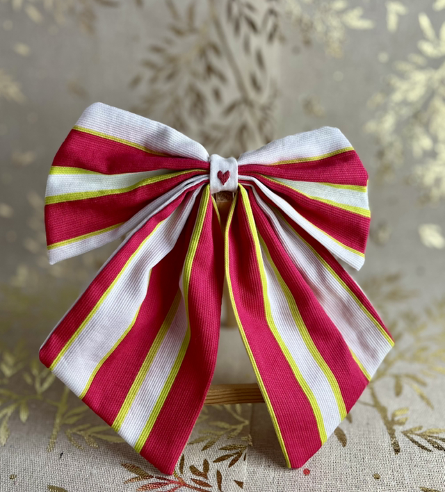 Noeud Ahora* Rayé rose/vert/blanc