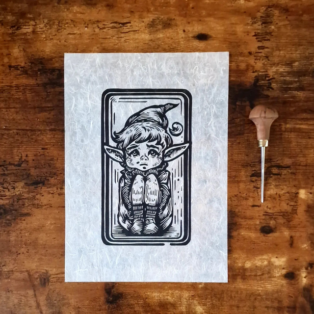 Linogravure - L&#039;Elfe Dara