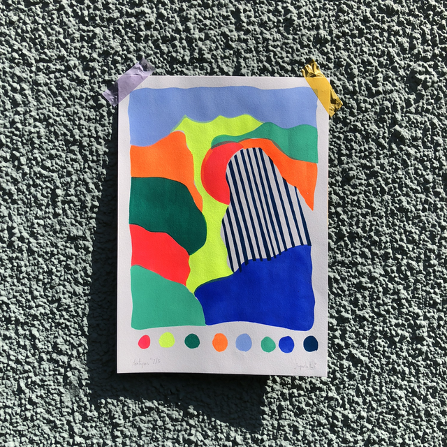 « Montagnes » v.1 - Sérigraphie aux pochoirs A3