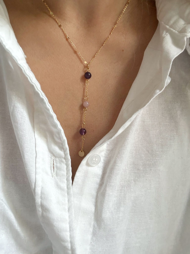 Collier Léoda Améthyste et Quartz rose