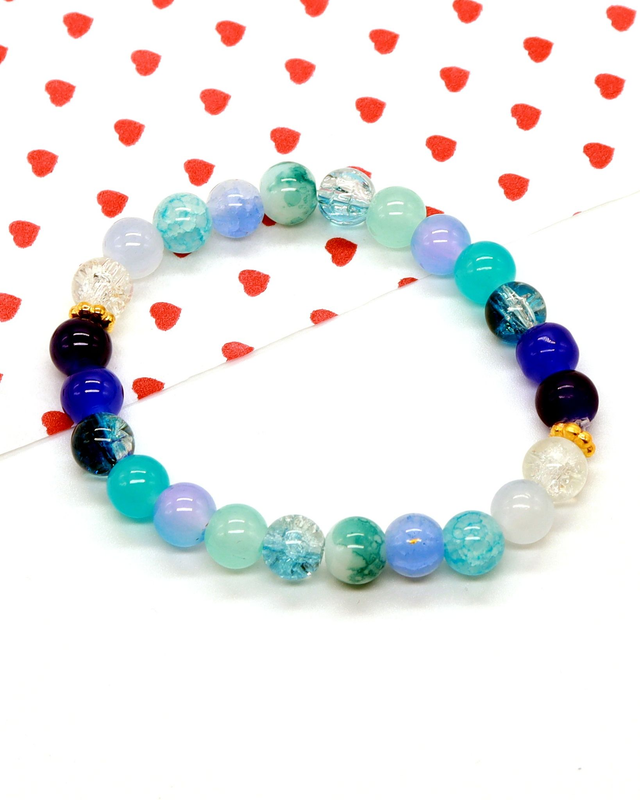 Blue Shades Glass Bead Bracelet