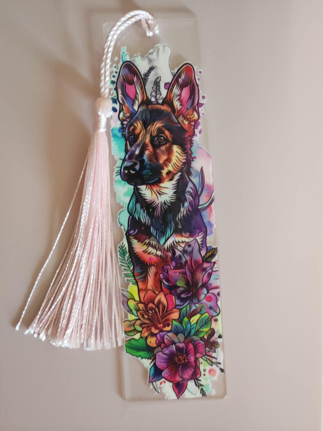 Marque page  " chien yoko flower "   