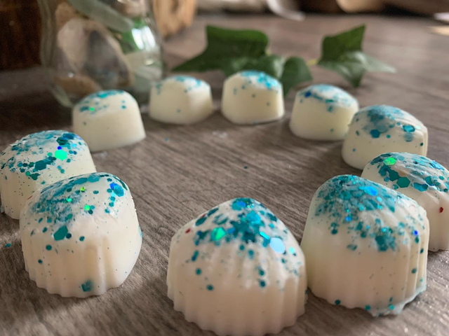 Wood sage and sea salt soy wax clam melt tin