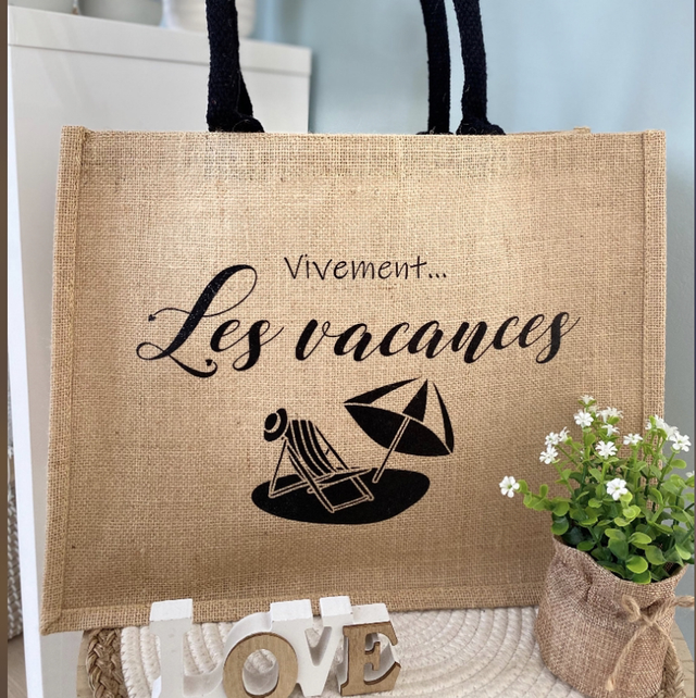 Sac en toile de jute pour la plage / vacances