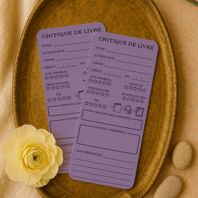 Marque page, critique de livre, 12 couleurs