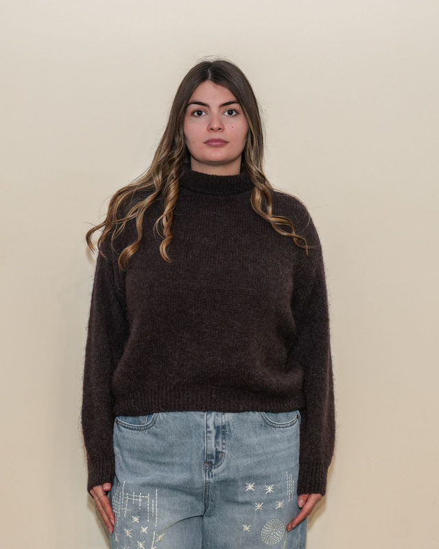 Maglione mohair collo alto