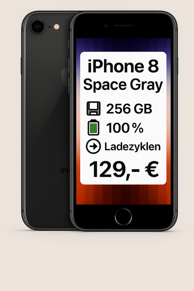 iPhone 8 – 256 GB Space Gray (Akku 100 %)
