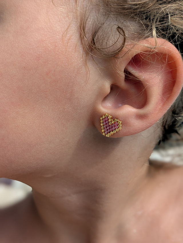 13- Boucles d&#039;oreilles puce cœur