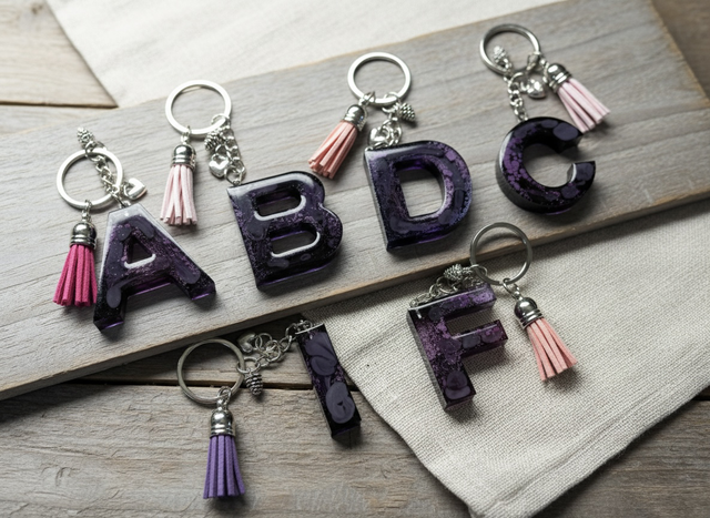 Porte-Clés Initiale Artisanale – Éclat Violet