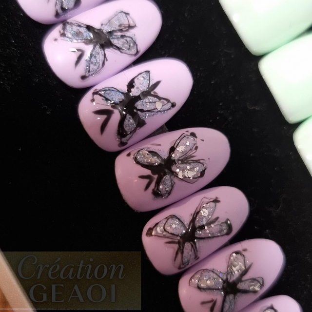 Green butterfly little rond M