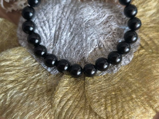 Bracelet boule OBSIDIENNE NOIRE 08mm