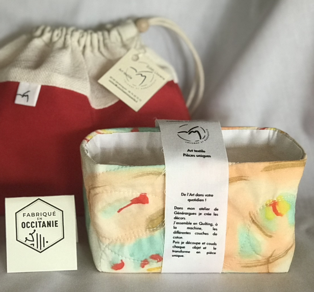 Panier avec 5 lingettes - motifs exclusifs - coton bio français - démaquillage ou soin de bébé 