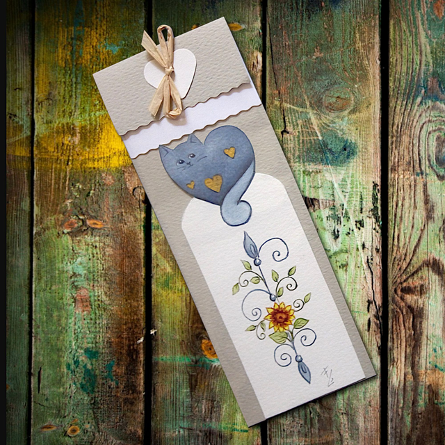 Marque-page aquarelle chat "Marny" - Tournesol