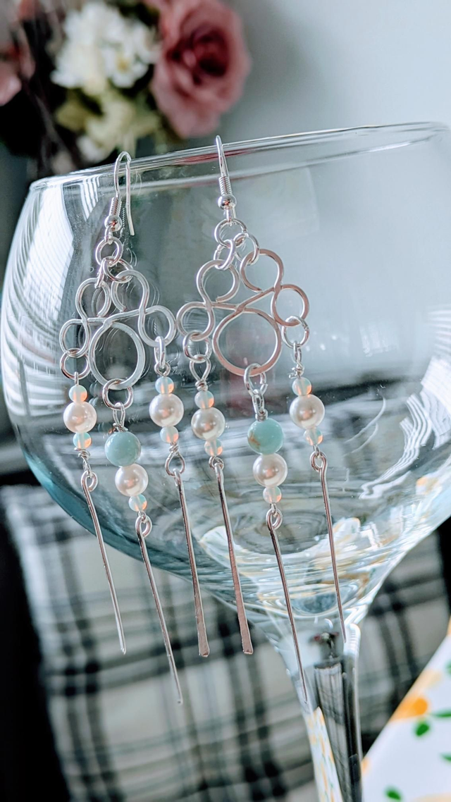 Boho Style Silver Plated Chandelier Earrings 