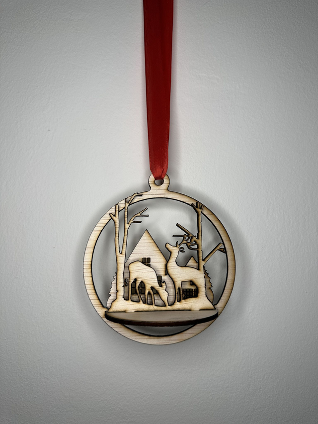 3D kerstbal Rendier Hout