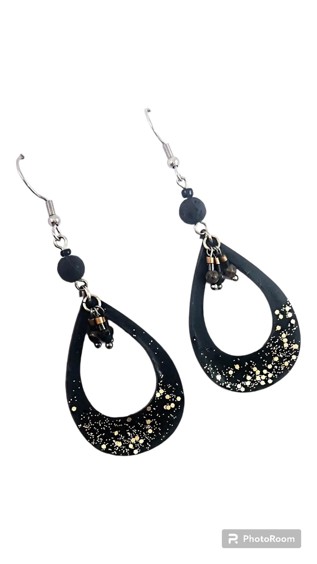 Boucles d'oreilles Gouttes VPM4 Noir 