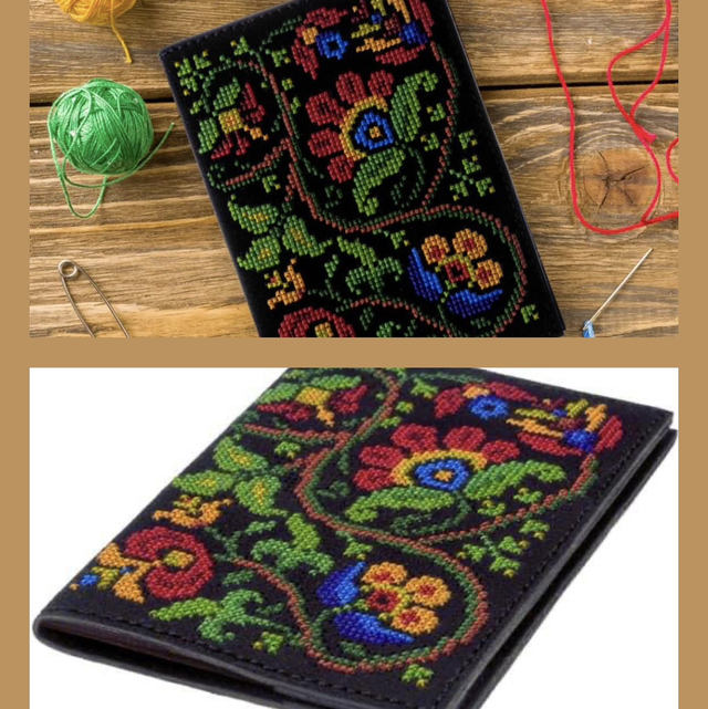 Passport Cover Needlecraft Kit - Cross Stitch Kits on Leather