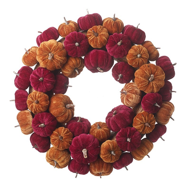 Velvet Mixed Pumpkin Wreath