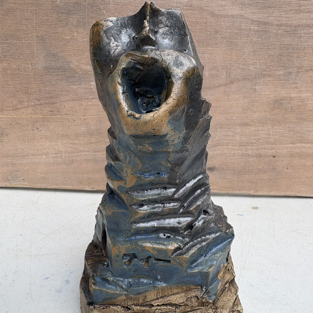 Untitled, 2025. White stoneware figurine with blue glaze. perfect gift for ceramic art lovers.