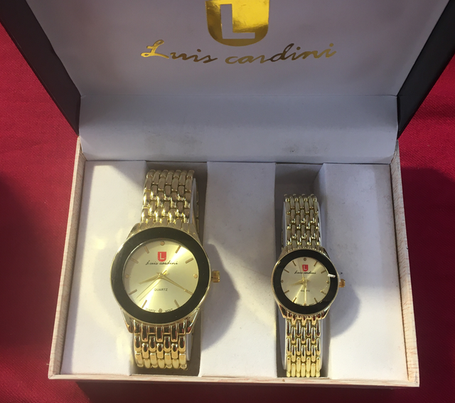 Goldis Matched Pair Silver Band Watches for Gents and Ladies 