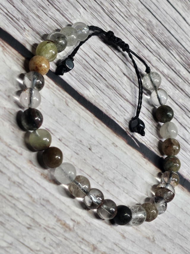 Bracelet Lodolite 6 mm – Macramé Ajustable