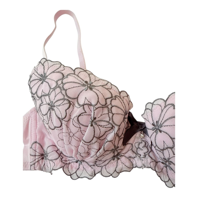 Pink/mauve + grey floral Japanese Bra UK 32B