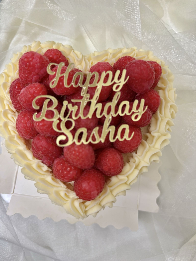 Raspberry Vintage Heart Birthday Cake