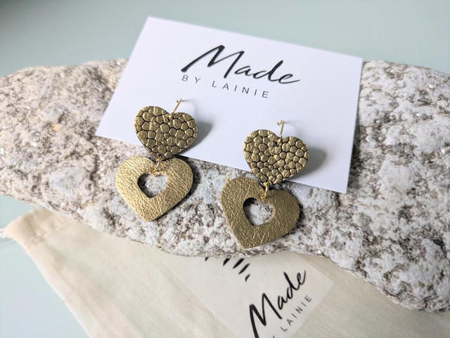 Metallic Heart Drop Earrings (2)