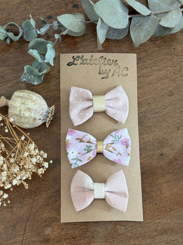 Lot de 3 barrettes anti-glisse nœud