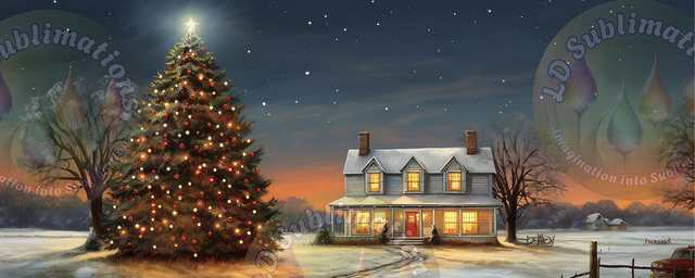 Winter House Christmas Mug – Cosy Home & Tree Under the Stars (310ml)