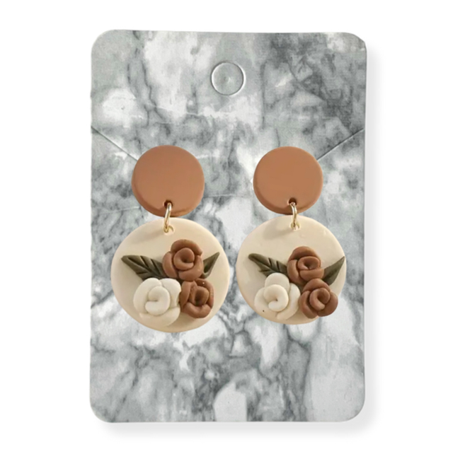 Nude floral earrings