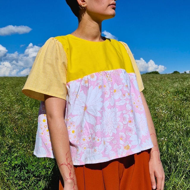 Blouse upcyclée Marguerite – Taille M