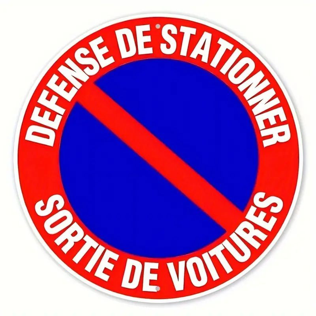 Panneau Rond en Aluminium défense de Stationner sortie de voiture