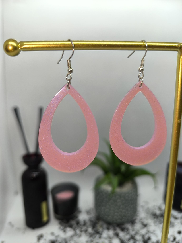 Boucles d'oreilles ovale rose pale nacré