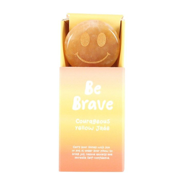 Be Brave Yellow Jade Smiley Face Crystal