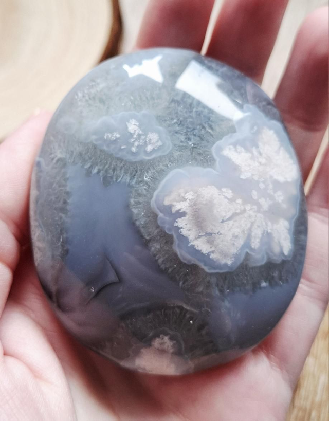 Moss Agate Blue Flower Agate mix large crystal palmstone 