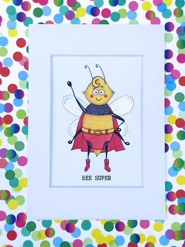 Bee Super - A5 Mounted Print