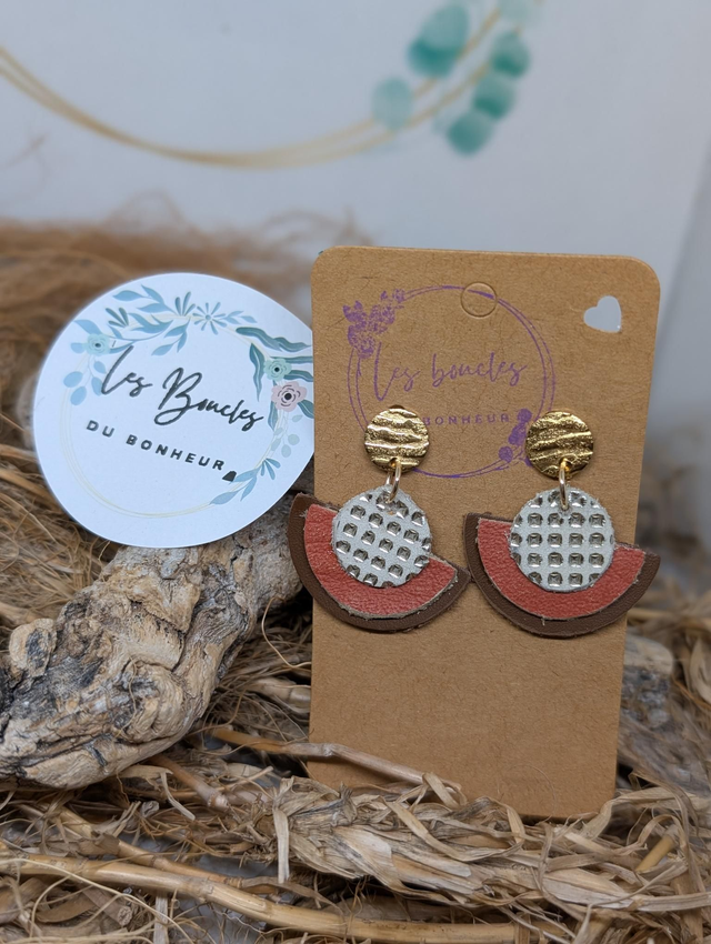Boucles d&#039;oreilles Donatelle beige orange marron do215
