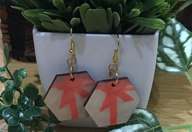 Wood Pink Dangling Earrings-MSDE73