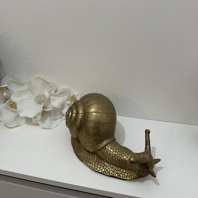 Gold Snail Ornament – Quirky Decorative Figure for Shelves & Tabletops