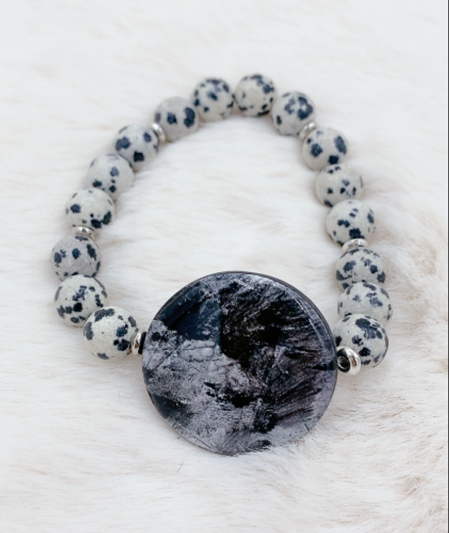 Bracelet "Eclat Naturelle" et Pierre de Jaspe Dalmatienne