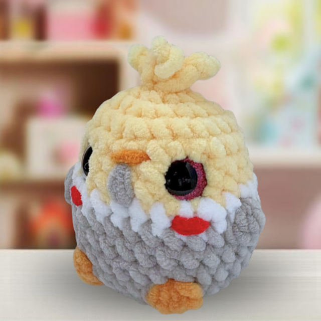 Crochet Chenille Bird Friend, Cockatiel, Ukca tested