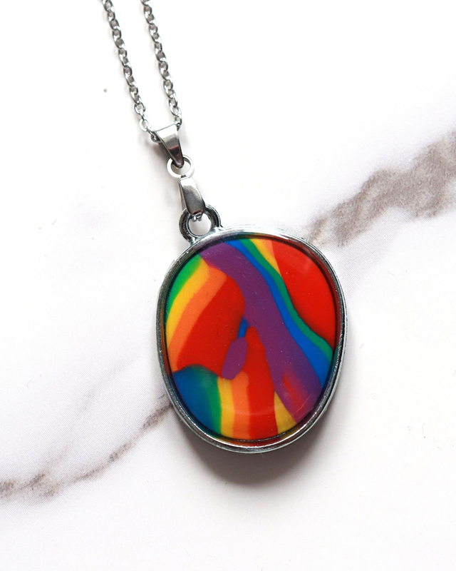 LGBT+ Rainbow Marble Necklace - One of a Kind
