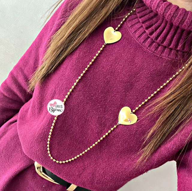 Collana lunga cuori irregolari 