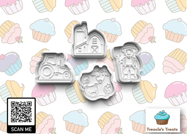 Farm Theme Fondant/cookie stamps with cutters